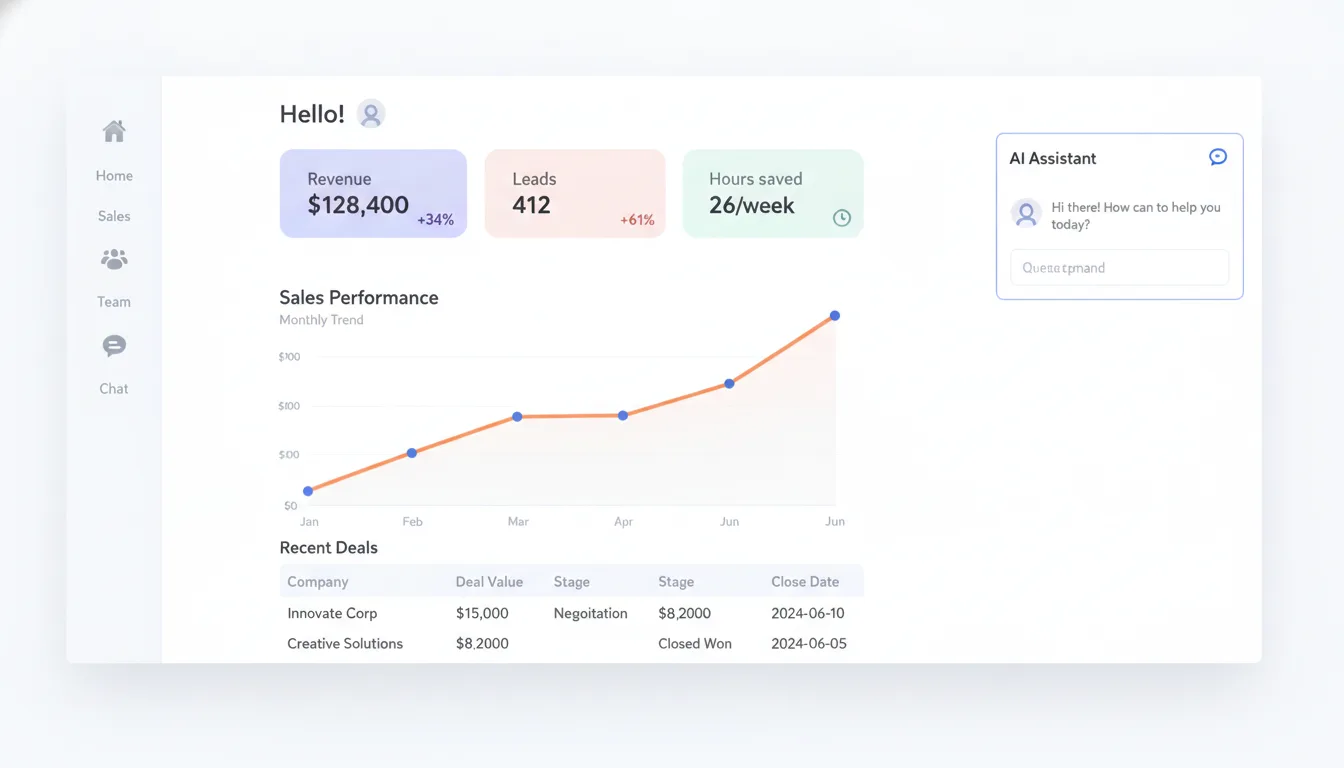 Sales dashboard built by Oplify showing revenue growth