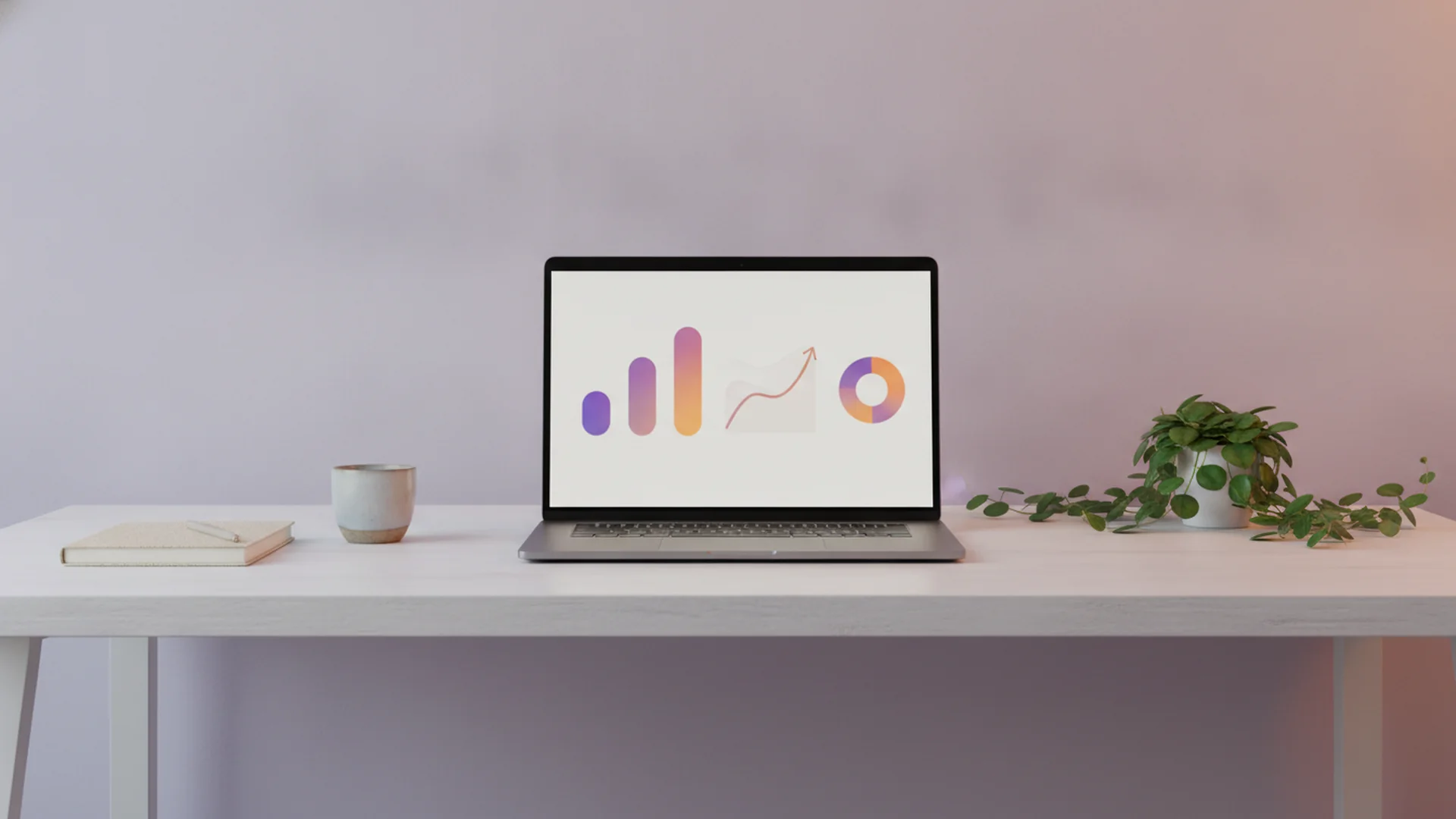 Krystian, co-founder of Oplify, at a desk with an analytics dashboard open on his laptop